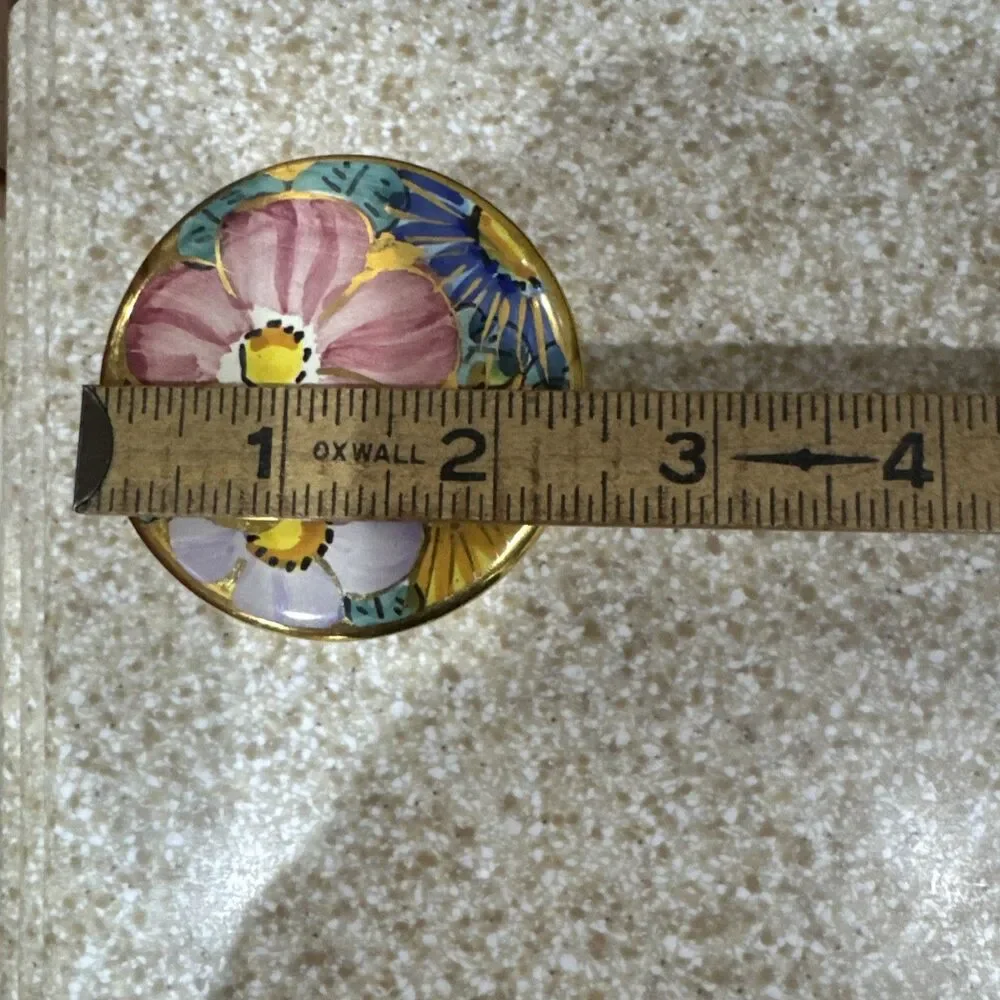 Vintage Ceramic D'Arte Sambuco Mario & Co Floral Trinket Box Italy